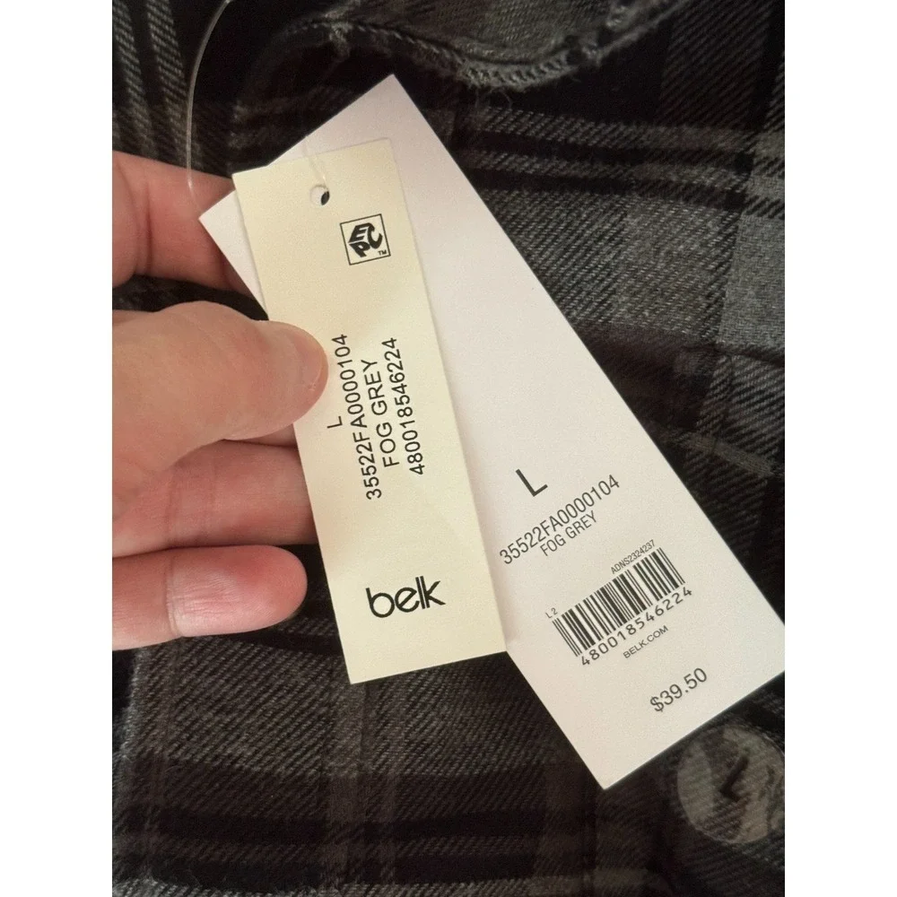 Saddlebred Classic Fit Plaid Flannel Shirt Womens Large Fog Grey Button Down NWT - Picture 6 of 8
